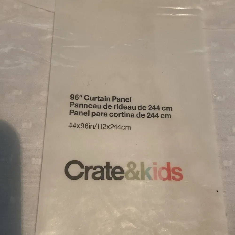 Crate & Kids White sheer dobby Curtain Panels 44x96in/112x244cm 2 Qty